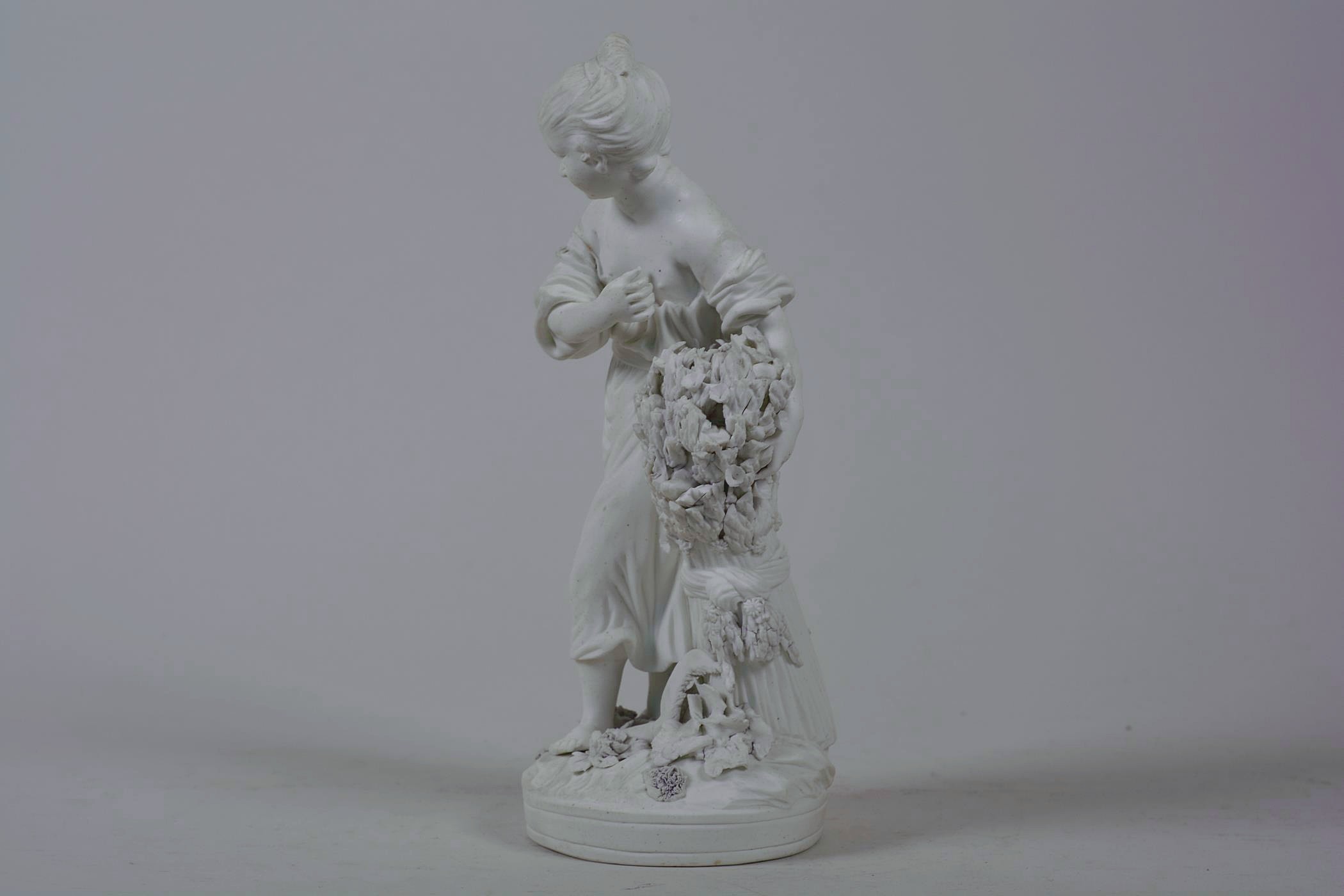 An C18th Derby biscuit porcelain figure 'No 123', taken from the set 'The French Seasons', - Image 5 of 8