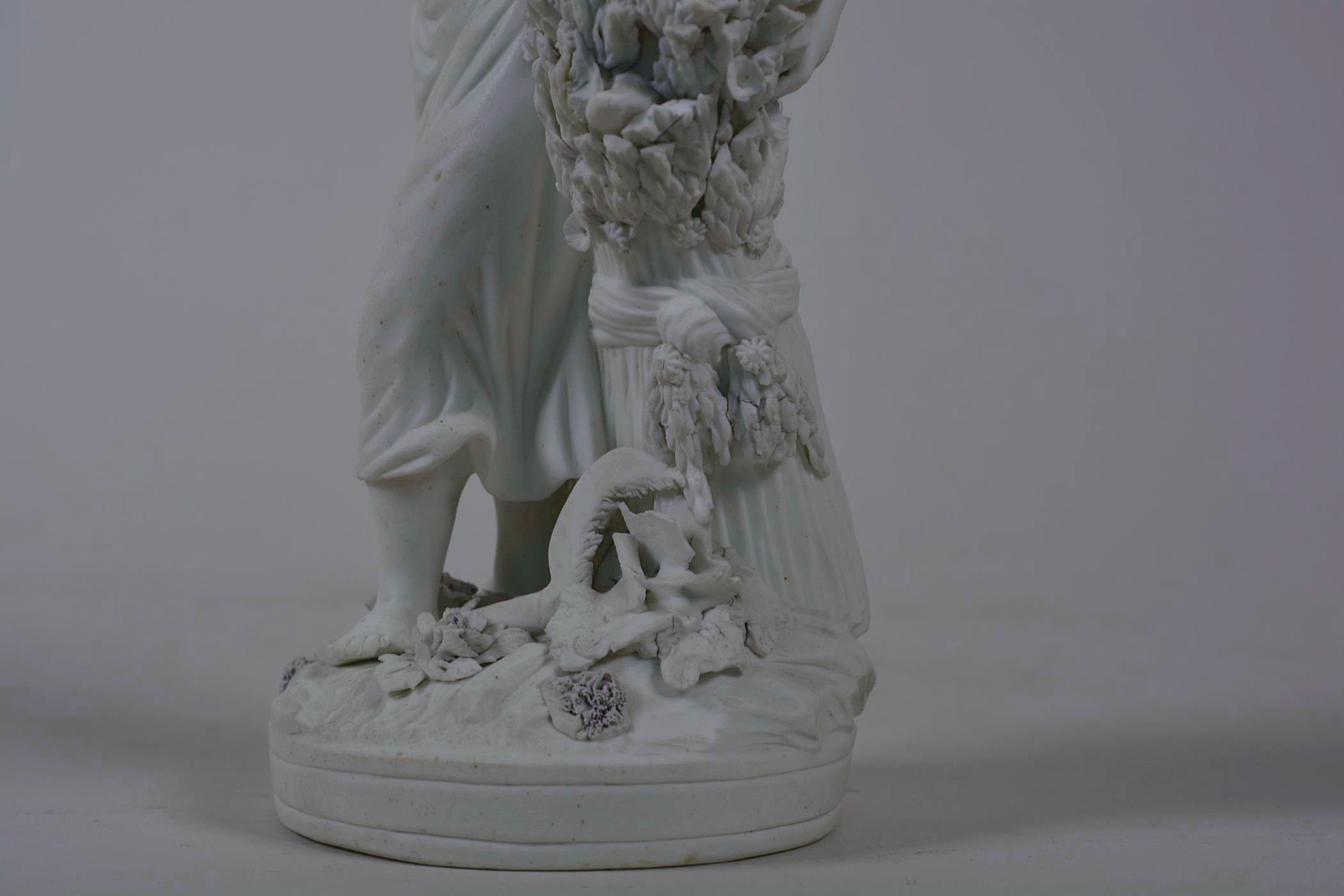 An C18th Derby biscuit porcelain figure 'No 123', taken from the set 'The French Seasons', - Image 8 of 8