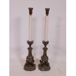 A pair of American stiffel column table lamps, 352 high