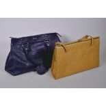 A vintage Picard leather handbag, 14½" wide, together with a vintage Suzanne ostrich skin handbag