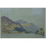 Highland loch scene, detailed verso Loch Long April 5th 1936 by Reginald Browne, watercolour, 10½" x