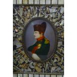 A C19th continental decorative portrait miniature of Napolean in full military regalia, after