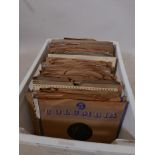 A box of 78 rpm records including Frankie Laine, Ruby Murray, Bing Crosby, Jo Stafford etc