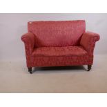 A Victorian drop end two seater settee of small proportions, 48" x 23" x 31" high