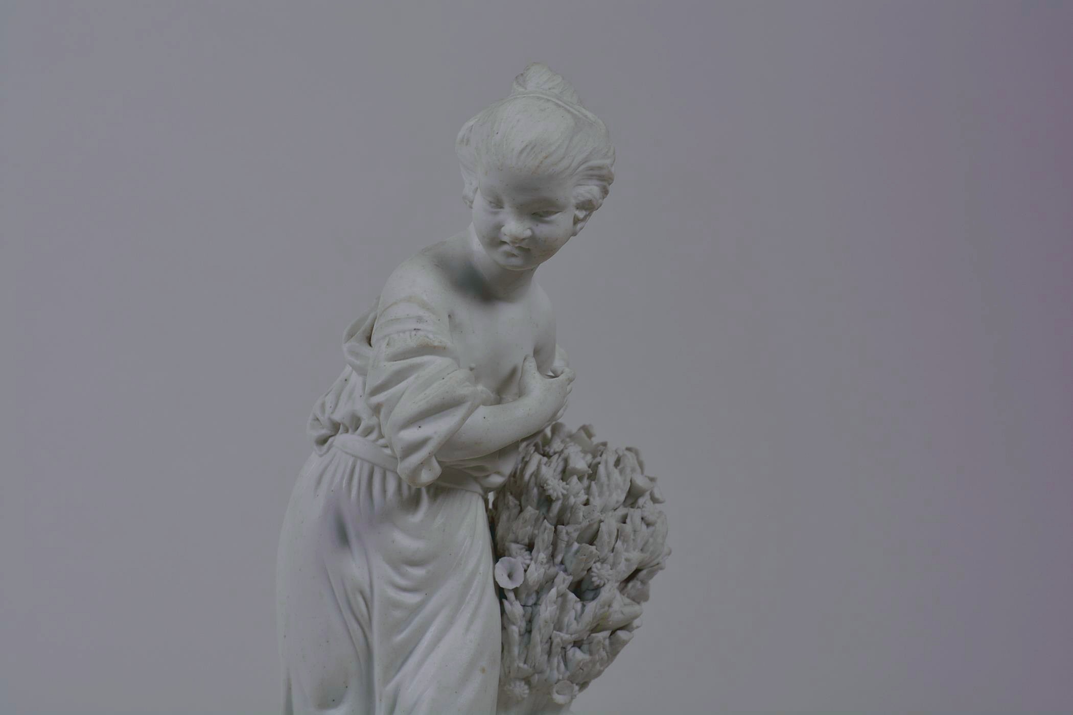 An C18th Derby biscuit porcelain figure 'No 123', taken from the set 'The French Seasons', - Image 6 of 8