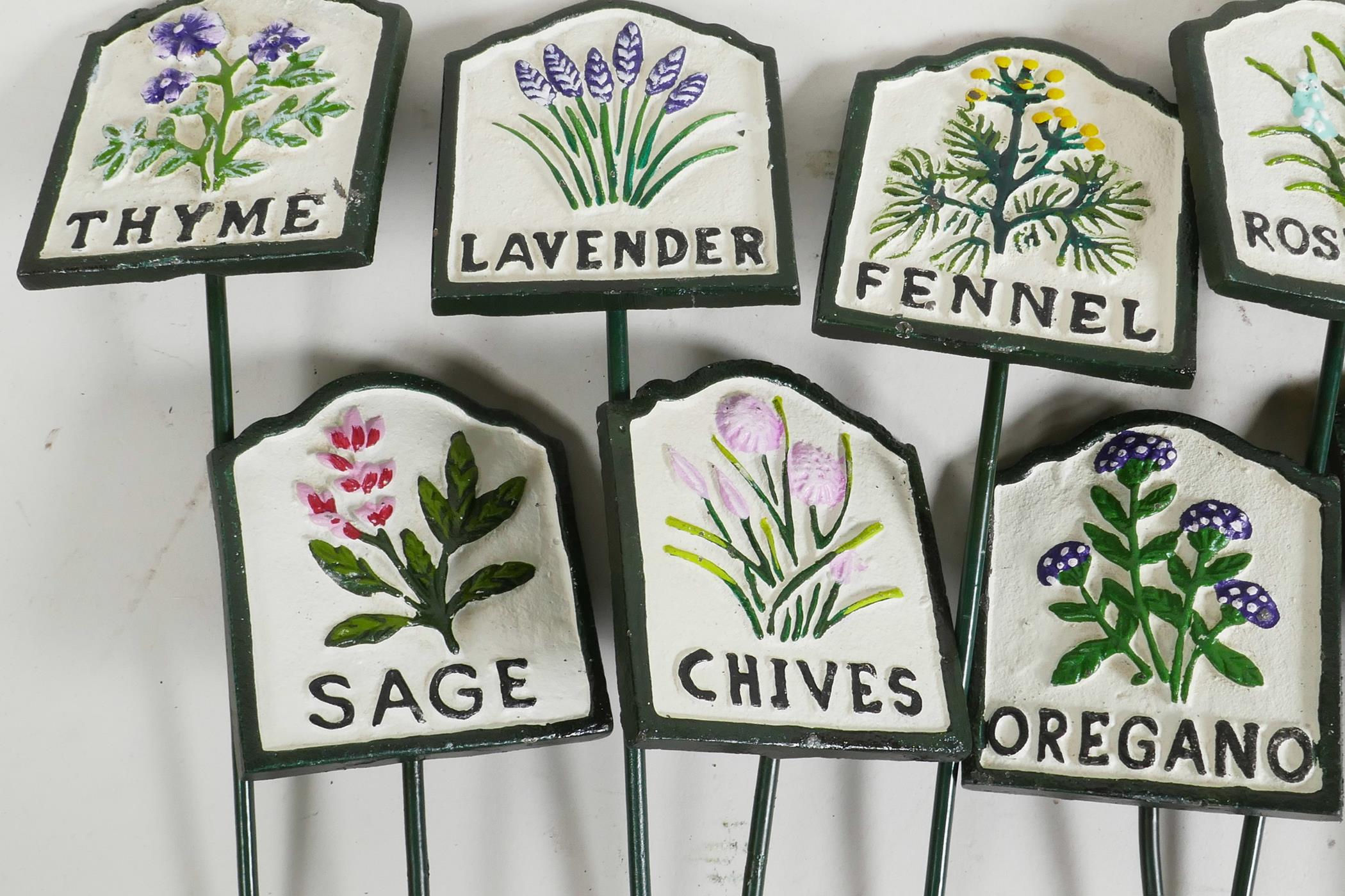 A set of twelve painted iron herb garden labels, 11½" - Image 2 of 3