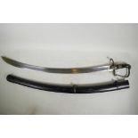 A 1796 pattern cavalry trooper's sword by Dawes of Birmingham, marked with a Crown II, with a