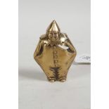 A novelty brass vesta case in the form of a clown, 2"