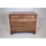 An C18th burr walnut bachelor's chest, adapted, 37" x 18" x 31"