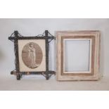 A C19th ebonised picture frame with bark veneer, and another, rebates 14½" x 17½" and 13" x 16½"
