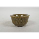 A Chinese faux horn tea bowl, 3½" diameter