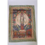 A Sino-Tibetan printed thangka depicting Buddha, 31" x 43"