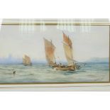 D.G. Green, fishing smacks off the coast, signed and dated 1876, 16" x 8½"
