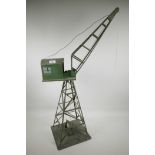 A tin plate toy tower crane, 35" high