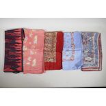 A collection of five vintage Liberty silk scarves, largest 32" x 32"