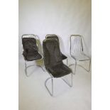 A set of four contemporary chromed metal designer chairs