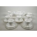 A Berkshire pattern English bone china part tea service including teapot