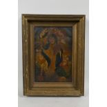 The Madonna and Child with figures in attendance, antique oil on metal panel, 9½" x 6½"