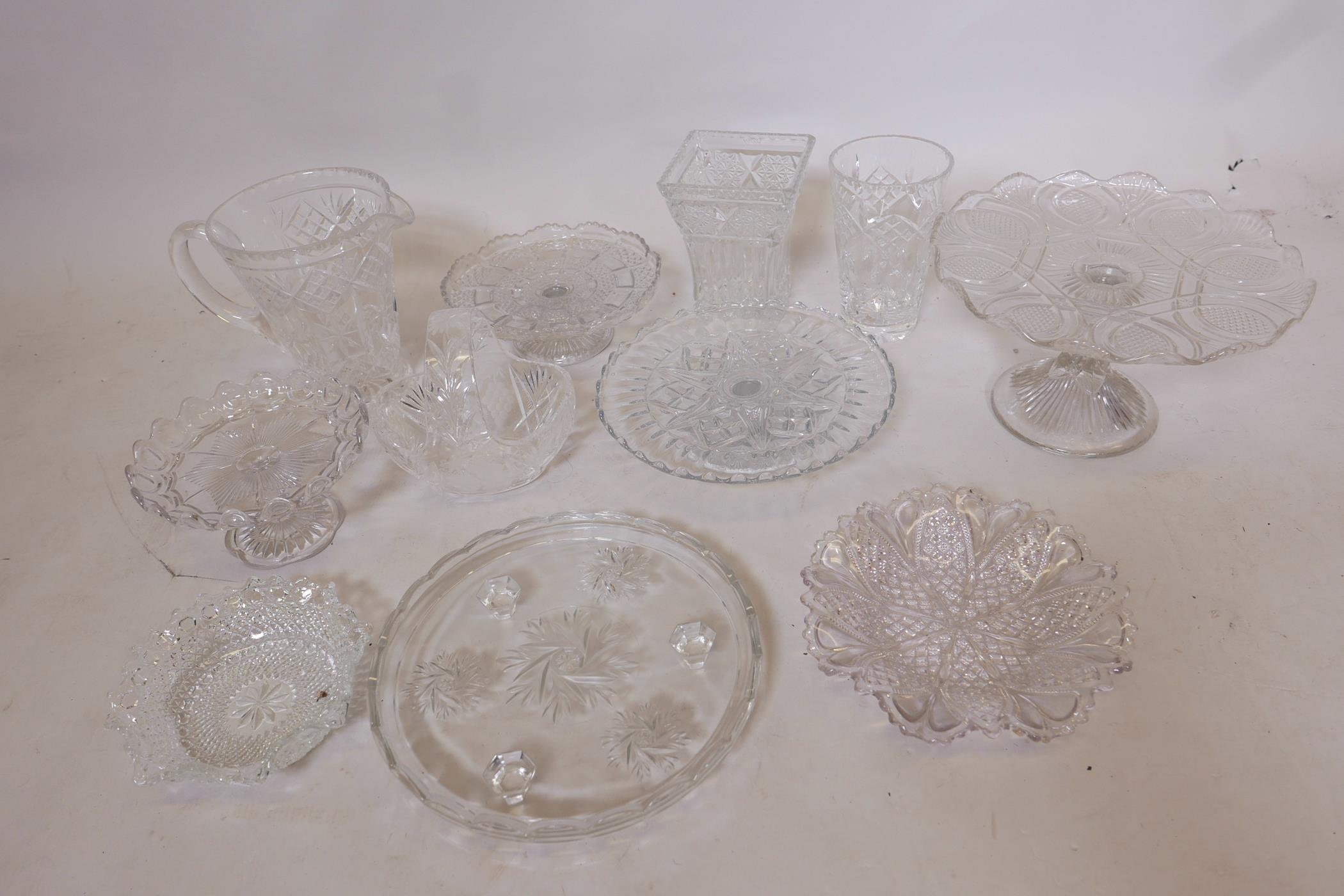 A quantity of good quality cut and pressed glassware including a small Bohemian crystal basket, a - Image 2 of 6