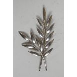 A Danish silver spray brooch by S. Christian Fogh, stamped 'Sterling SCF Denmark', with import