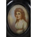 A C19th Continental decorative portrait miniature of 'A Young Regency Lady' after Andrew Plimer (