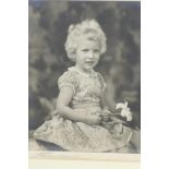 Marcus Adams, photographic portrait of Princess Anne in 1954, signed, 10" x 12½"