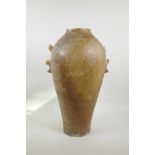 An antique alabaster two handled vase, A/F, 20" high