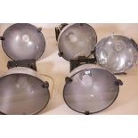 A set of four Fitzgerald Mk2 250W sodium spotlights, 19" x 20", and a smaller Hilclare lamp