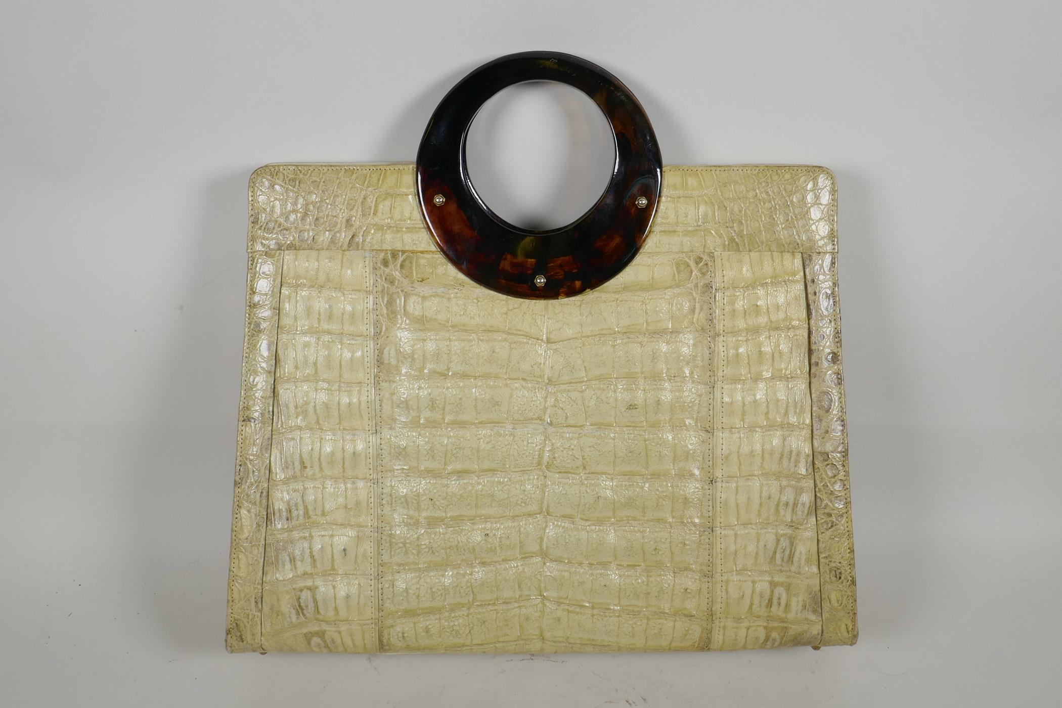 A retro crocodile skin handbag from Cape Cobra Leathercraft of Cape Town, 14½" x 13" - Image 2 of 3