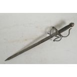 A replica C16th left handed short sword with wire grip, marked Toledo, mid C20th, 17½"