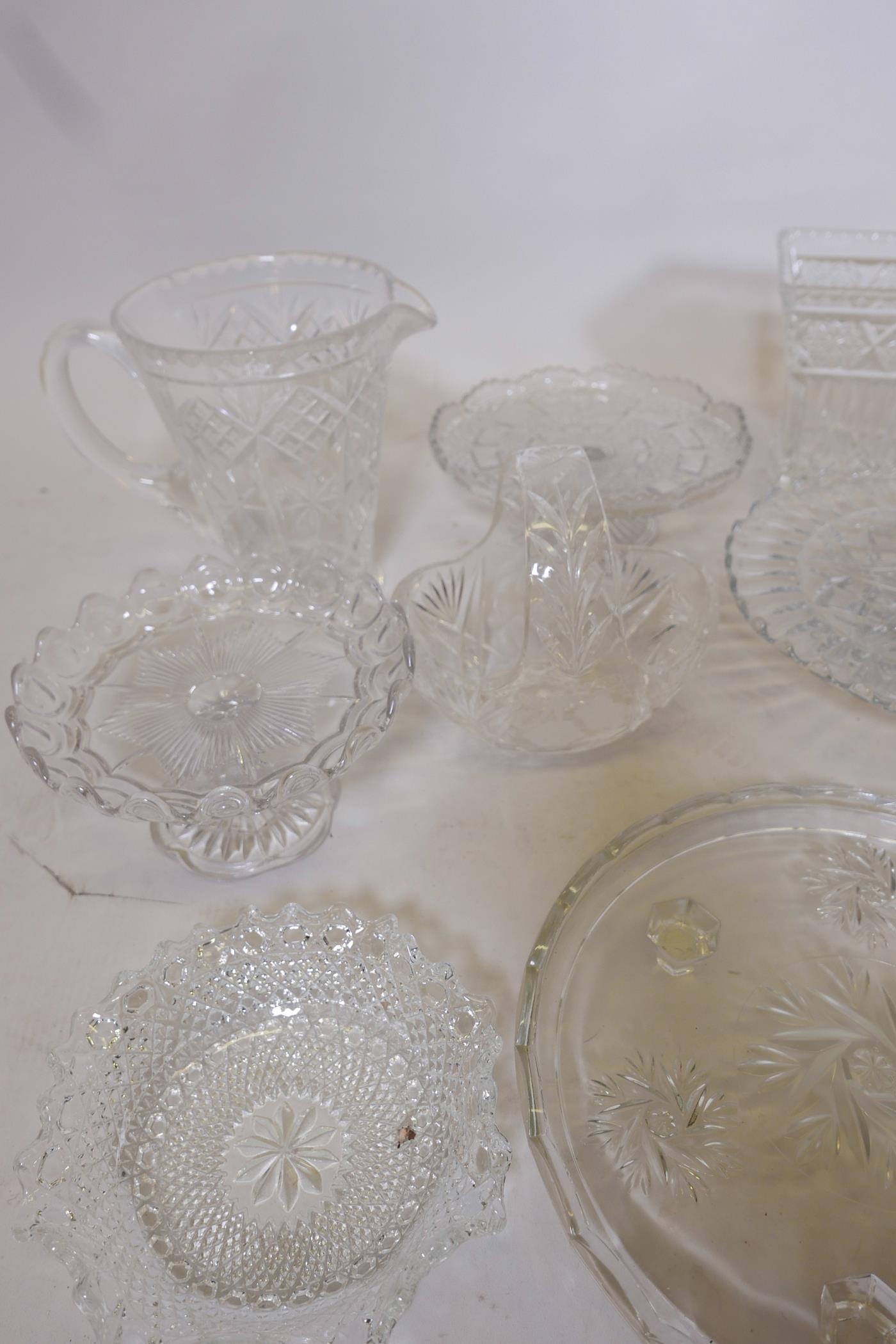 A quantity of good quality cut and pressed glassware including a small Bohemian crystal basket, a - Image 3 of 6