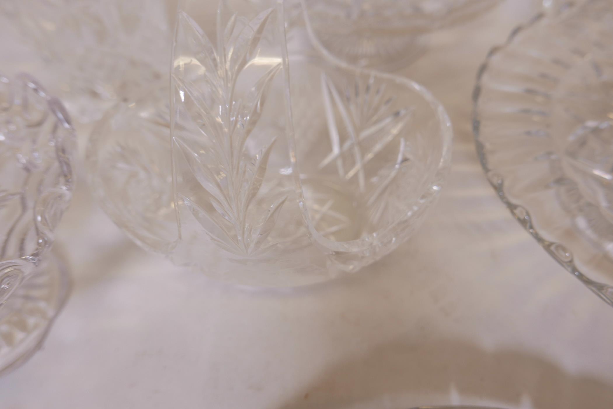 A quantity of good quality cut and pressed glassware including a small Bohemian crystal basket, a - Image 6 of 6