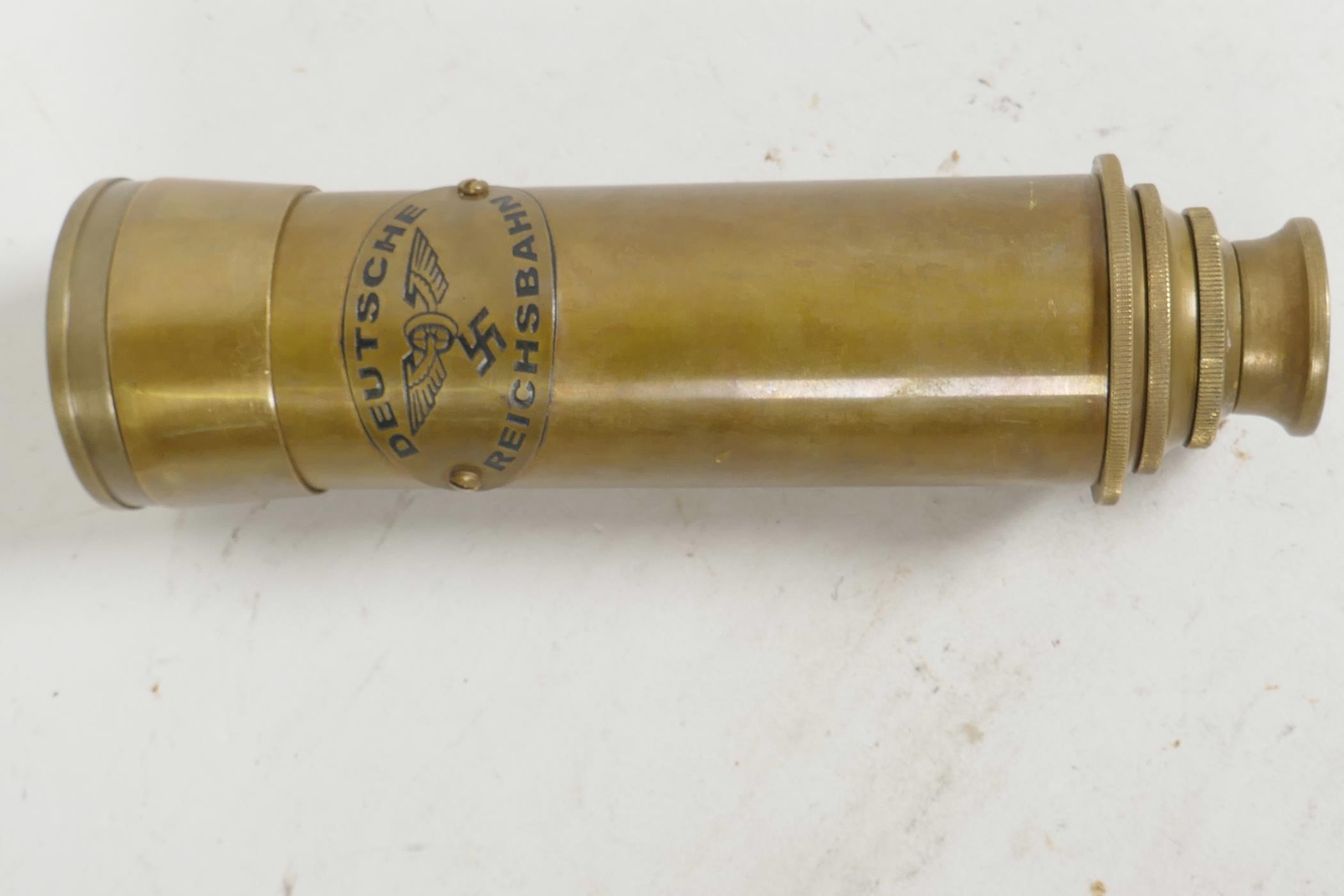 A brass cased three draw telescope marked Zeiss Germany, 6" long closed - Image 4 of 4