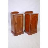 A near pair of Victorian mahogany single drawer pot cupboards, 31" x 16" x 13"