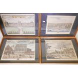 Four C19th hand coloured engravings, scenes of London, 'The Banquetry House Whitehall 1713' by