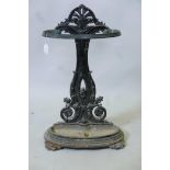 A Victorian painted cast iron stick stand, 26" high