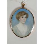 Charles Turrell (British, 1846-1932), a portrait miniature of an 'Unknown Edwardian Lady',
