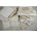 A large quantity of good quality linen, possibly some C19th Irish, tablecloths, napkins and so on,