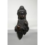 A Chinese cast bronze figure of Quan Yin, 11½" high
