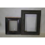 A C19th Dutch ebonised picture frame with ribbon moulding, and another ebonised picture frame,