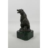 A small bronze of a bear after Louis-Albert Carvin, on a marbled base, 6½" high