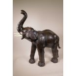 An Omersa Liberty style leather elephant, 29" high
