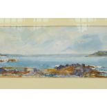 Coastal inlet, signed indistinctly, watercolour, 8½" x 4"