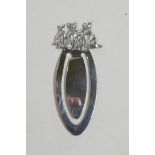 A 925 silver bookmark with a cat finial, 2½" long