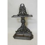An Art Nouveau style cast iron stick stand, 77" high