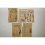 Five replica Chinese fabric bank cheques