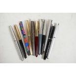 A collection of eleven vintage Parker fountain pens