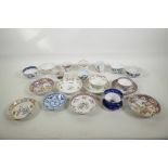 A quantity of C18th Chinese export porcelain tea bowls, tea cups and saucers, with famille rose,