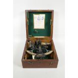 An H. Hughes & Son Ltd 'Husun' sextant in its original fitted carry case, 10½" x 11"