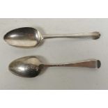 A pair of Georgian sterling silver tablespoons, made by George Smith II of London in 1771,